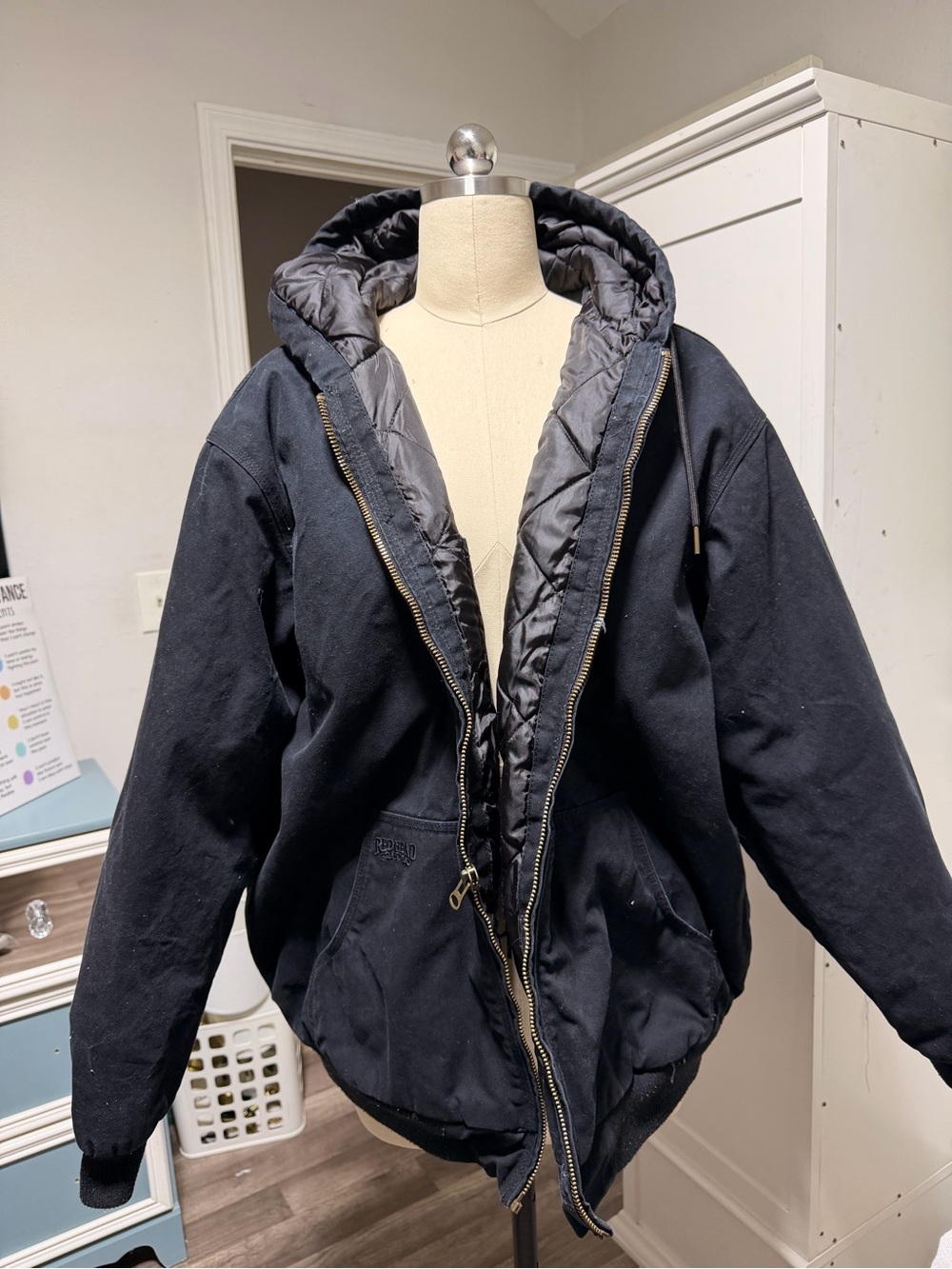 RedHead Men's Black Hooded Puffer Jacket